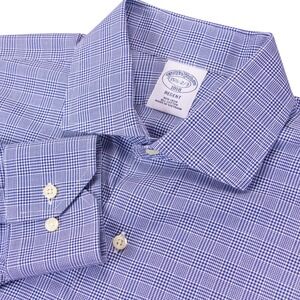 Brooks Brothers 1818 Regent Fit Dress Shirt 15.5 32/33 Blue Houndstooth Check